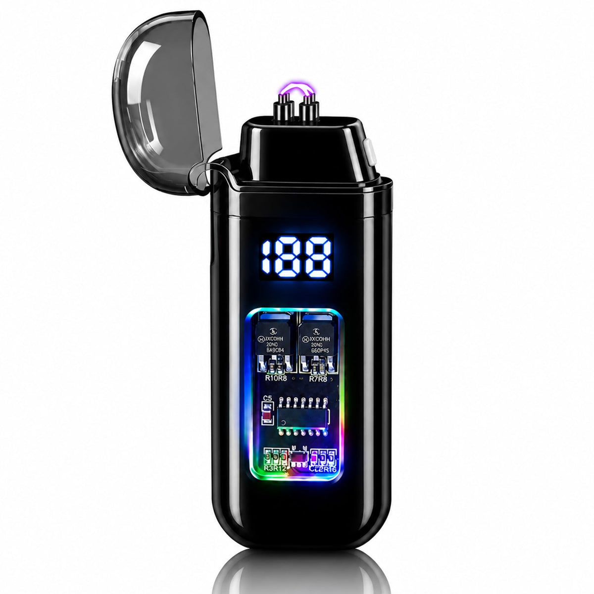 Electric Lighter, USB Rechargeable Windproof Dual Arc Lighter, Small Flameless Plasma Lighters for Outdoor, Camping, Kitchen,Boyfriends Father,Grill,Gifts,Candle,Indoors-Black A