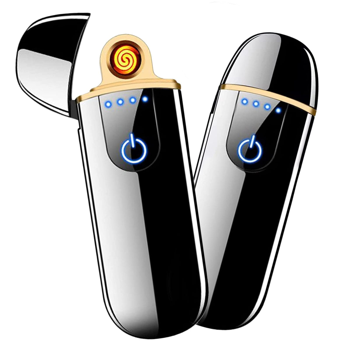 Electronic Lighter Smart USB Rechargeable, Mini Portable Design with Touch Dual-Sided Ignition - Windproof and flameless, Featuring Plasma Technology, Battery Indicator, and Lightweight Build (Blue)