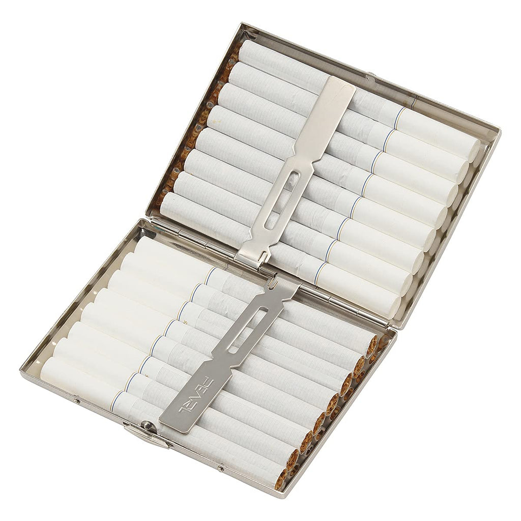 Tsubota Pearl Tobacco Case, King Size/Short 3.3 inches (85 mm), Storage for 16 Bottles, Satin, Silver 1-90426-81