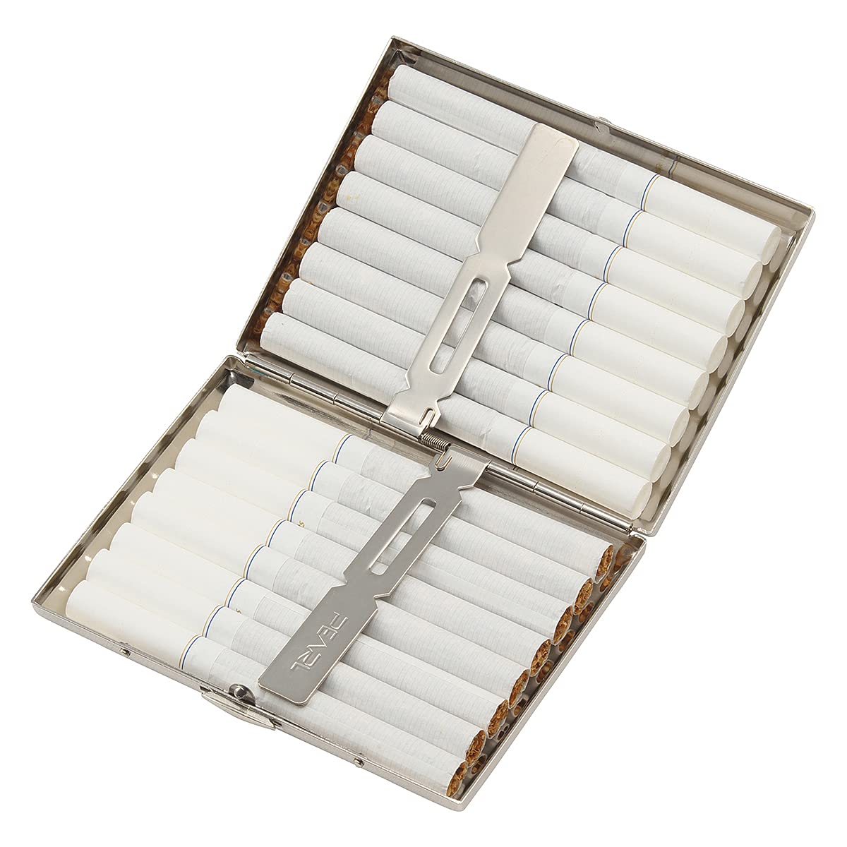 Tsubota Pearl Tobacco Case, King Size/Short 3.3 inches (85 mm), Storage for 16 Bottles, Satin, Silver 1-90426-81