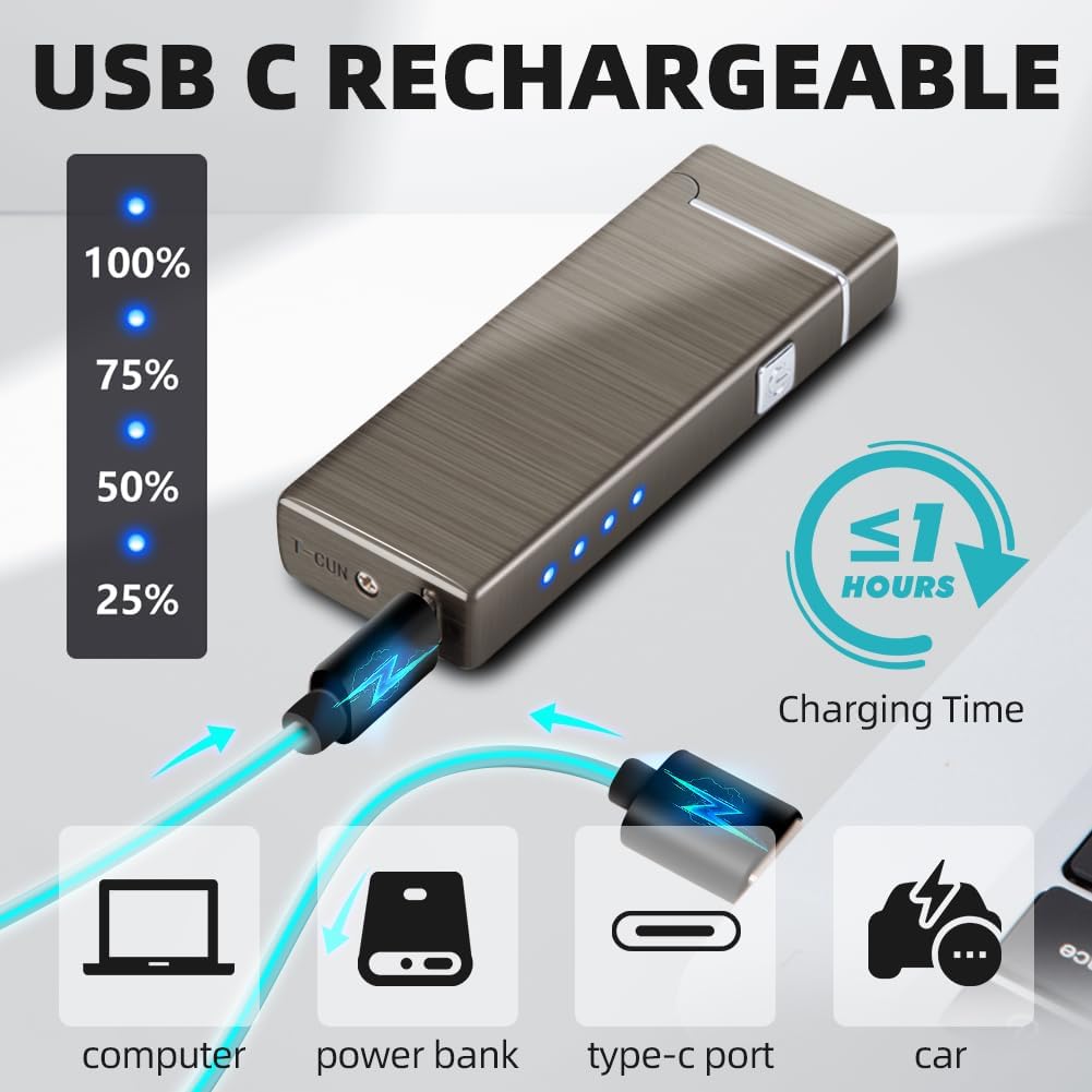 Electric Lighter USB Rechargeable Plasma Lighters Cool Pocket Lighter Men