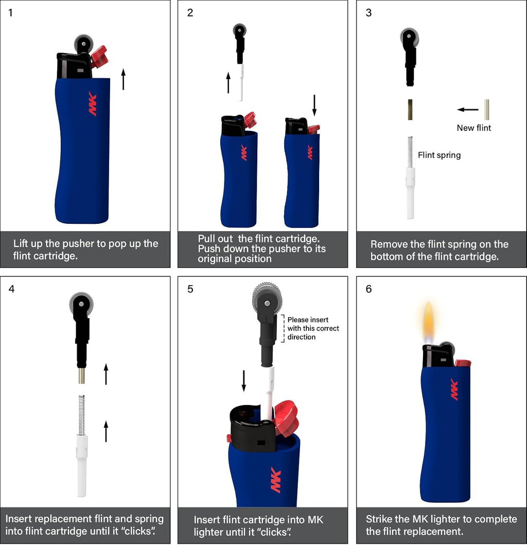 MK 10pcs Lighters 9G Flint Strike Refillable Lighter,Striking Design, Ideal as Lighters for Candle, BBQ, Butane Lighter, Classic Pocket (9G-HUE-10PC)