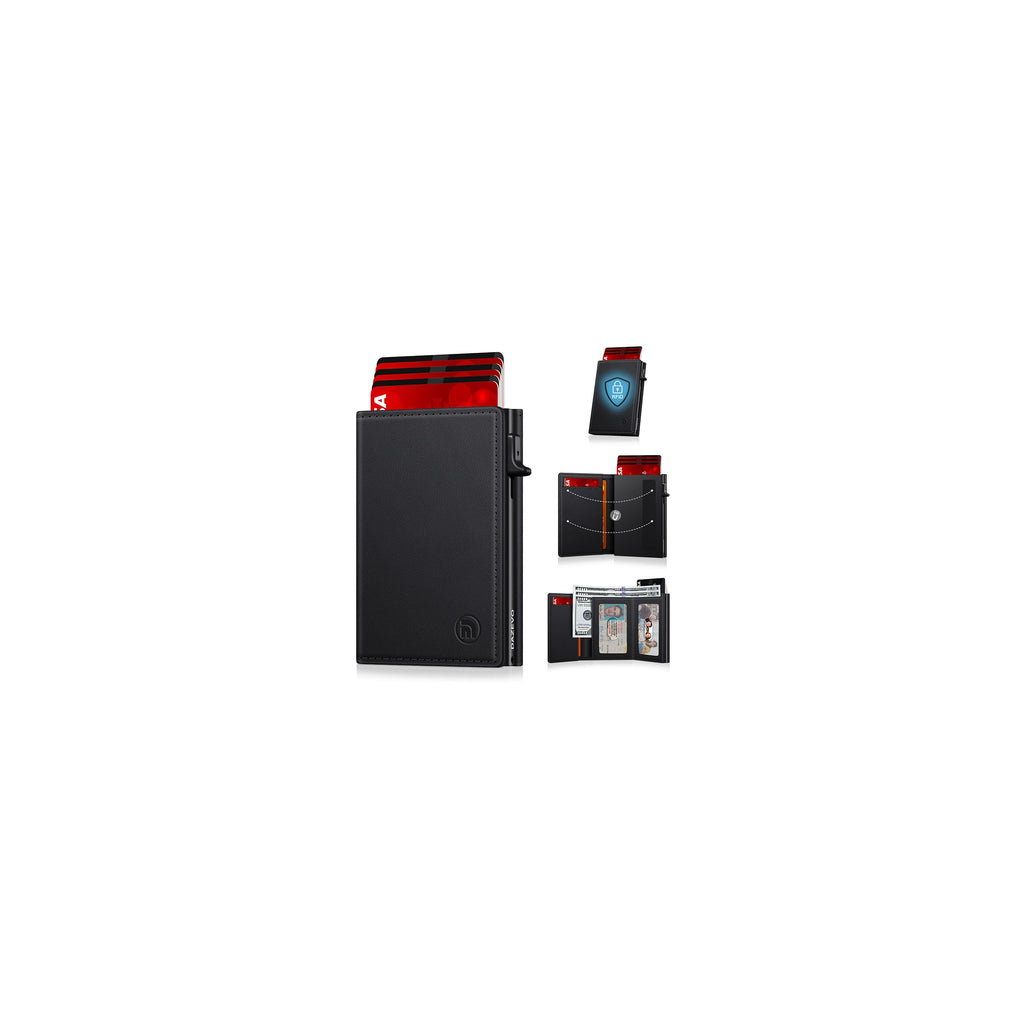 Minimalist Wallet for Men, RFID Blocking Pop Up Wallet with 2 ID Windows