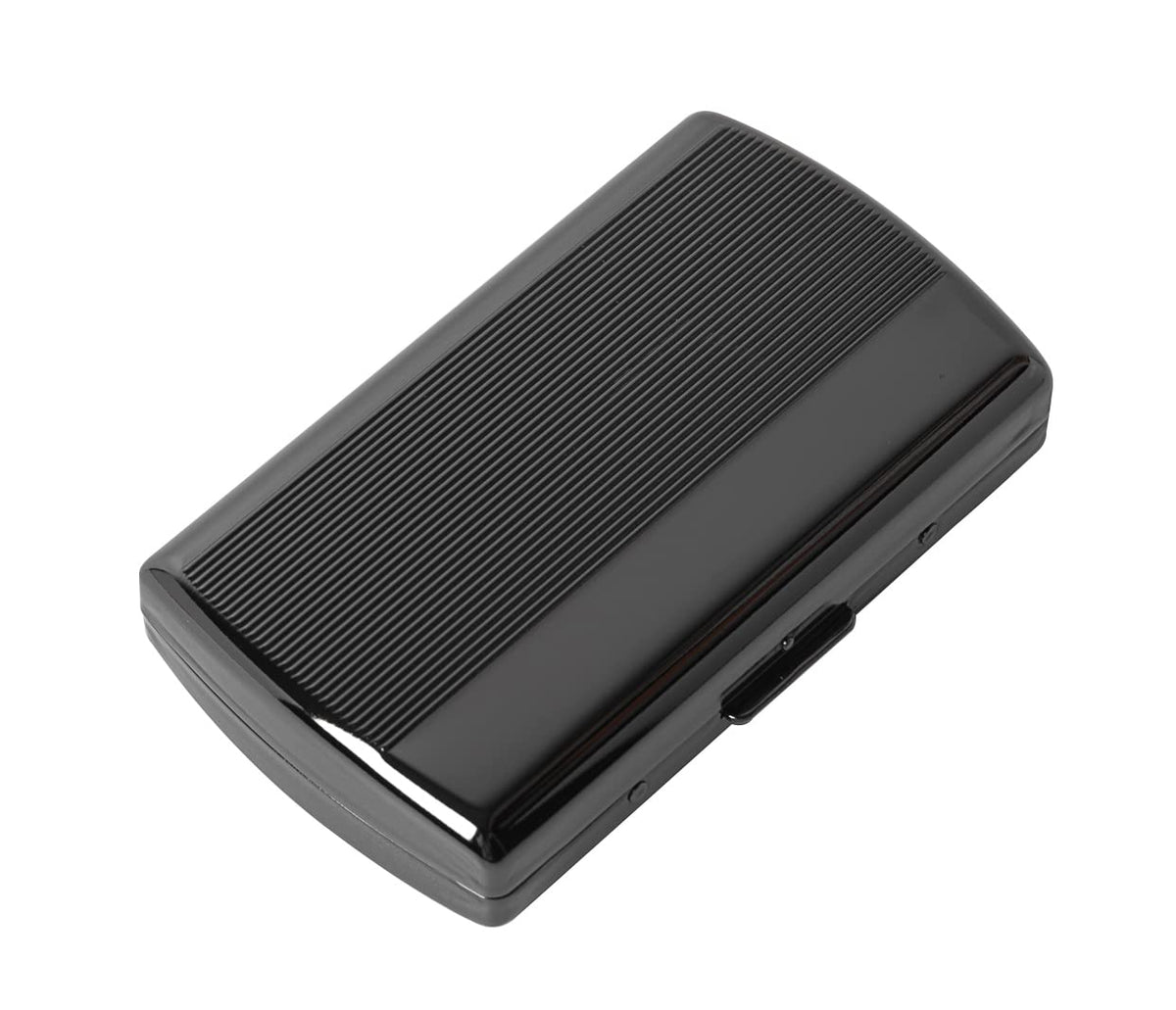 Metal Cigarette Case - Ladies and Men, Portable Double Sided Spring Clip, Holds 18-20 100mm Cigarettes (Black)