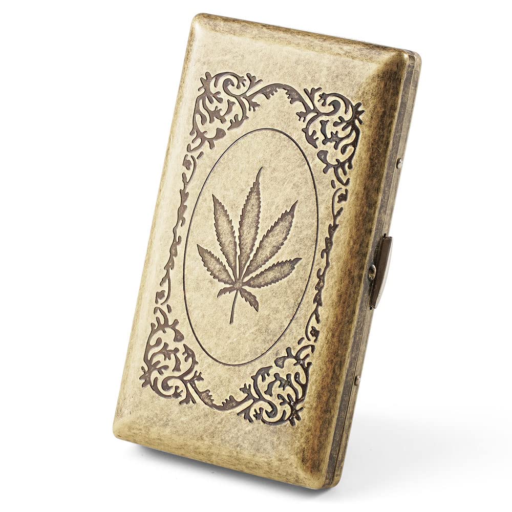 Mini Vintage Metal Cigarette Case for King Size, 12 Capacity Retro Golden