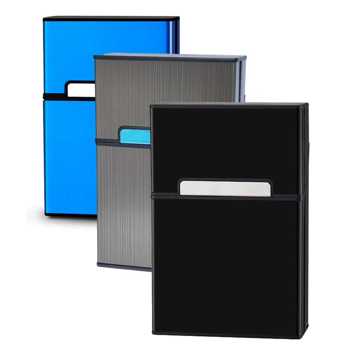 Cigarette Case Box 100mm Cigarettes 100’s Size Women and Men Perfect Roll Your Own Regular Cigs (2 Boxes (Pale Blue+Light Silver, 100mm)