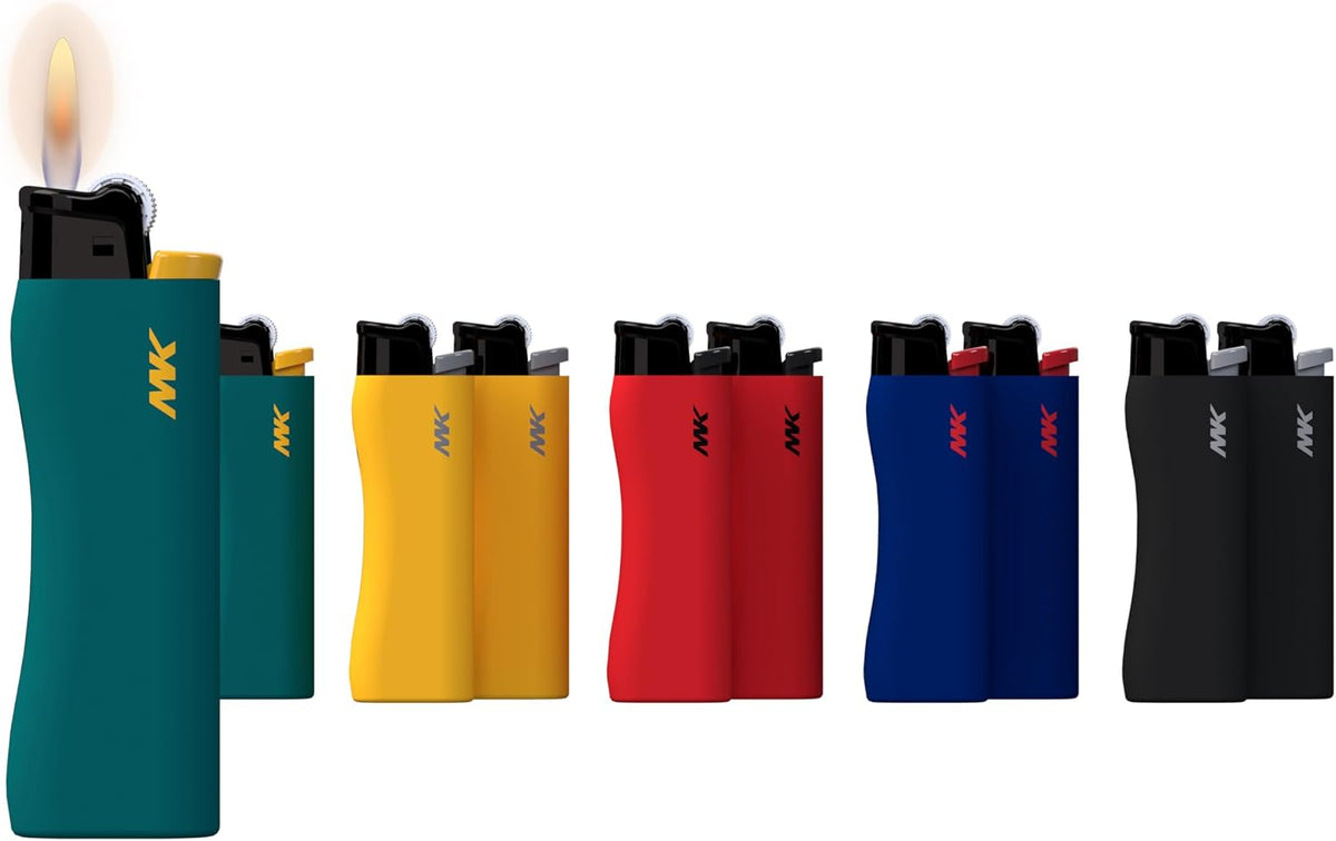 MK 10pcs Lighters 9G Flint Strike Refillable Lighter,Striking Design, Ideal as Lighters for Candle, BBQ, Butane Lighter, Classic Pocket (9G-HUE-10PC)