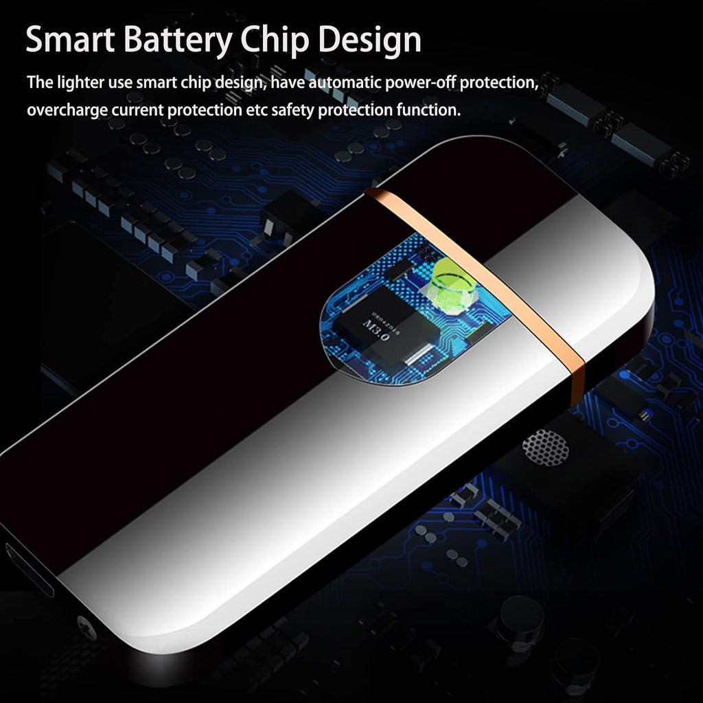 Electronic Lighter Smart USB Rechargeable, Mini Portable Design with Touch Dual-Sided Ignition - Windproof and flameless, Featuring Plasma Technology, Battery Indicator, and Lightweight Build (Blue)