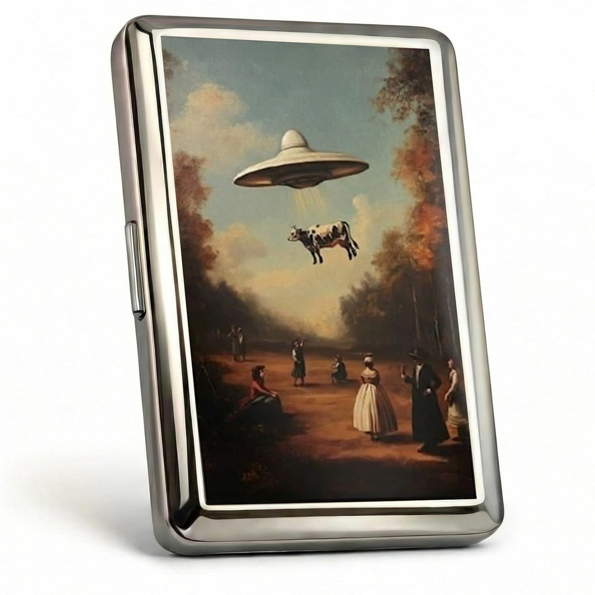 Vintage - Style Versatile Card & Cash Case Art Deco Design Metal Wallet with RFID and Holds King Size / 100s Women and Men Easy Snap Business Card Box for Credit Cards Cash Id Business Cards