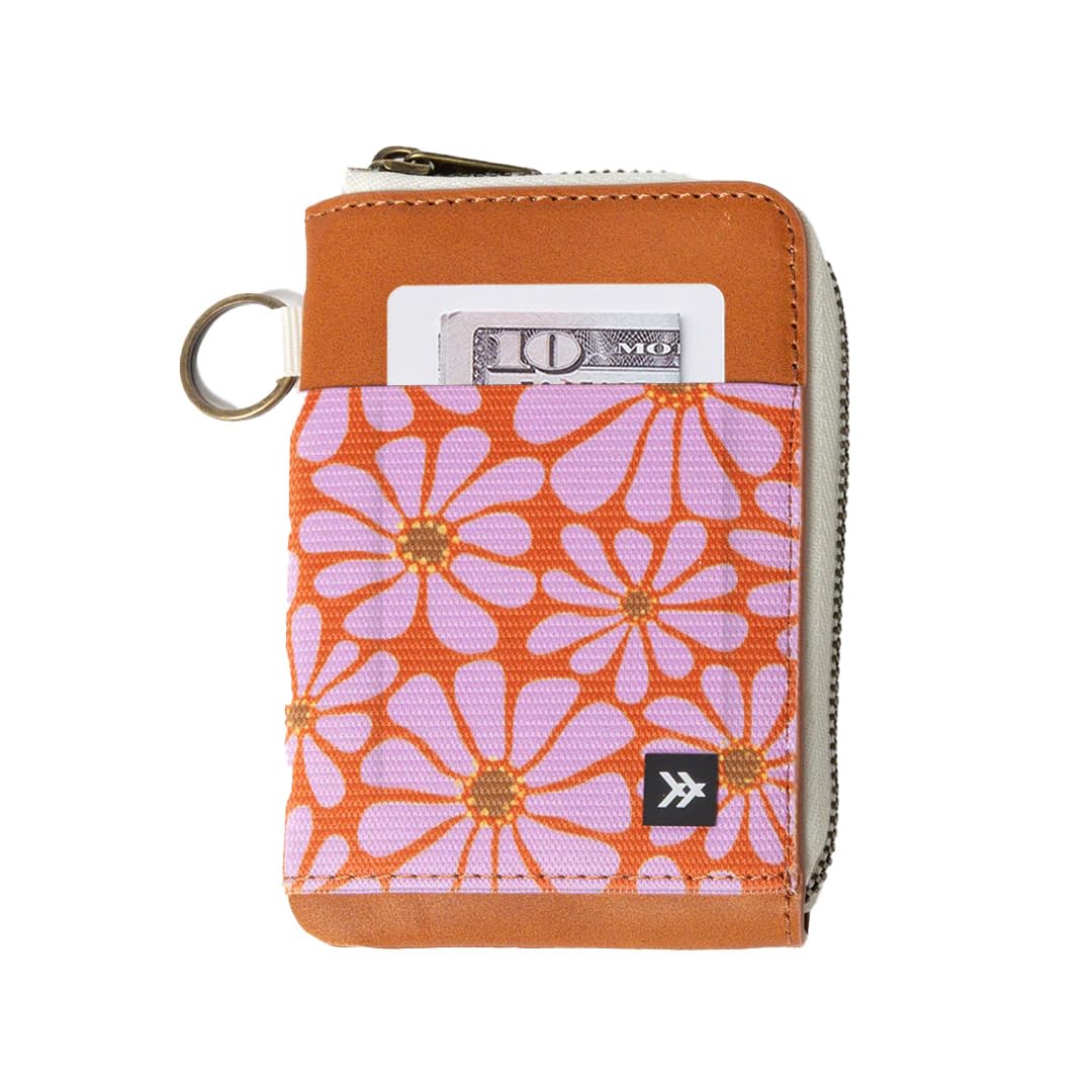 Thread Wallets RFID Blocking Leather Zip Wallet with Card Holder for Men and Women (Blossom)
