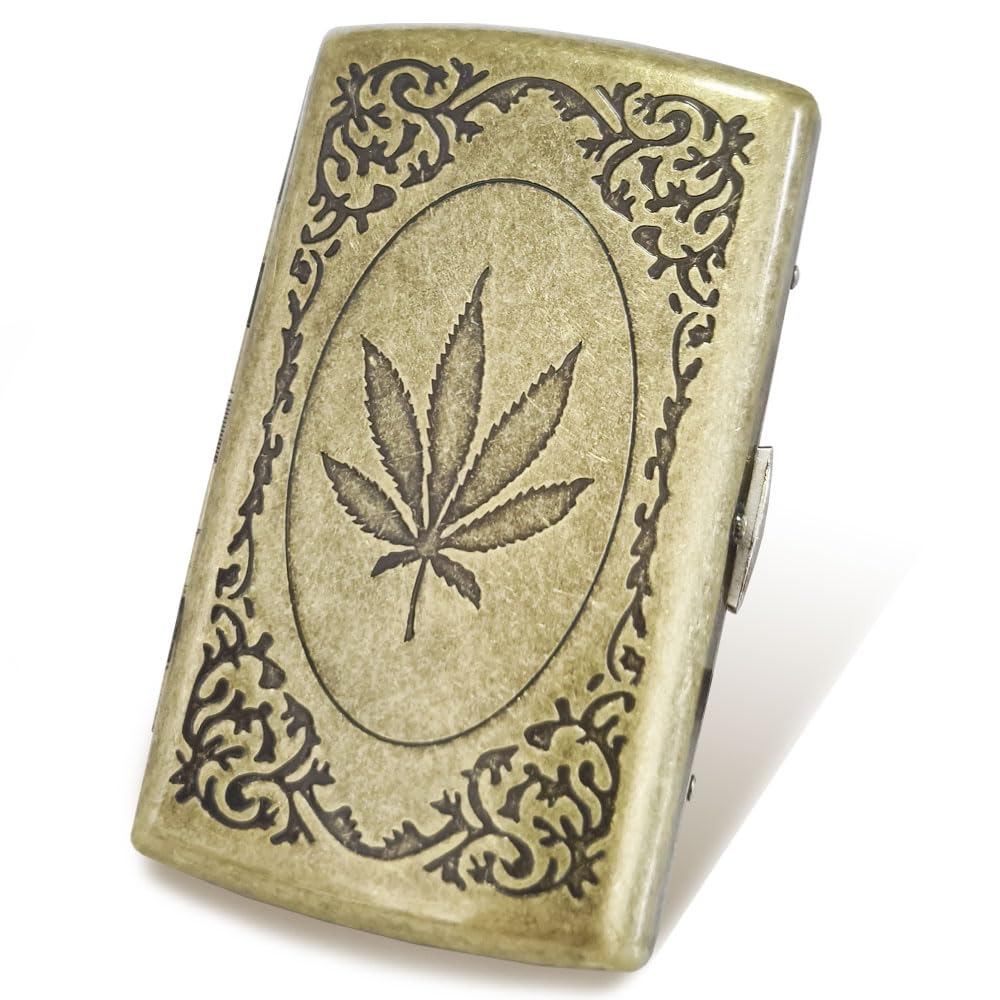 Mini Vintage Metal Cigarette Case for King Size, 12 Capacity Retro Golden