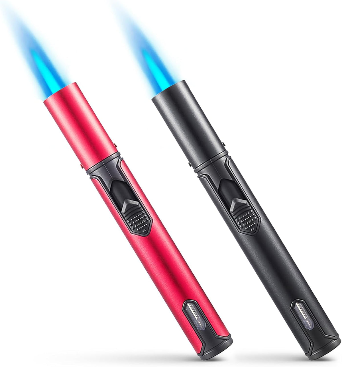 Urgrette 2 Pack Butane Torch Lighter, 6-inch Refillable Pen Lighter Adjustable Jet Flame Butane Lighter for Grill BBQ Candle Camping (Gas Not Included) Raven & Ruby