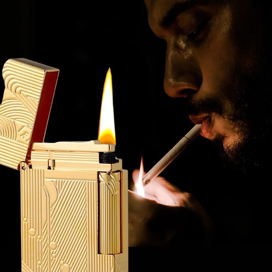 Sanji Lighter, Vintage Trench Lighter, Butane Refillable Lighters, Copper Gas Lighters for Men Dad Husband (Fuel Not Included)