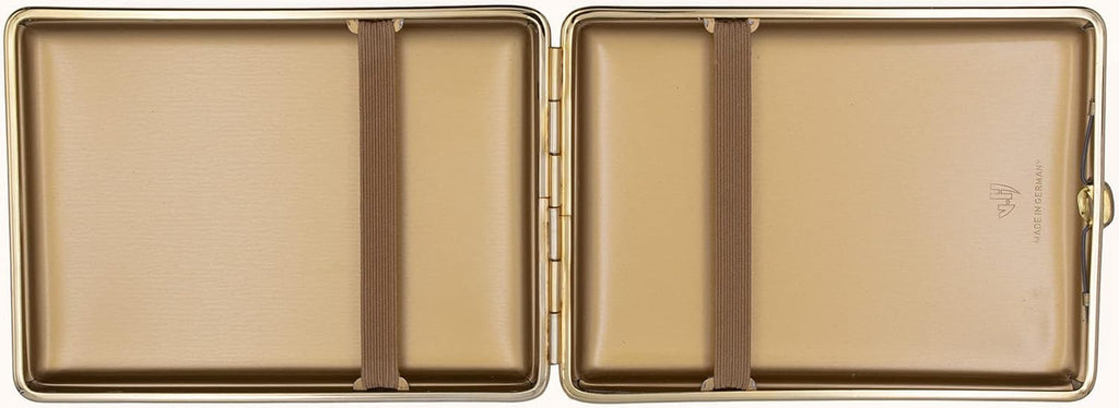 Made in Germany Genuine Leather Gold Plated Cigarette Case (18 100s) with Elastic Bands (Deer Black)