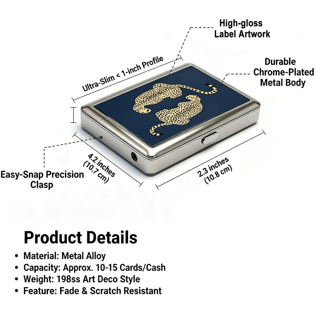 2026 New Vintage Versatile Metal Case with Easy Snap, Vintage-Style Versatile Card & Cash Case, Elegant and Rebellious Card Box for Credit Cards Cash Id Business Cards (Leopard)