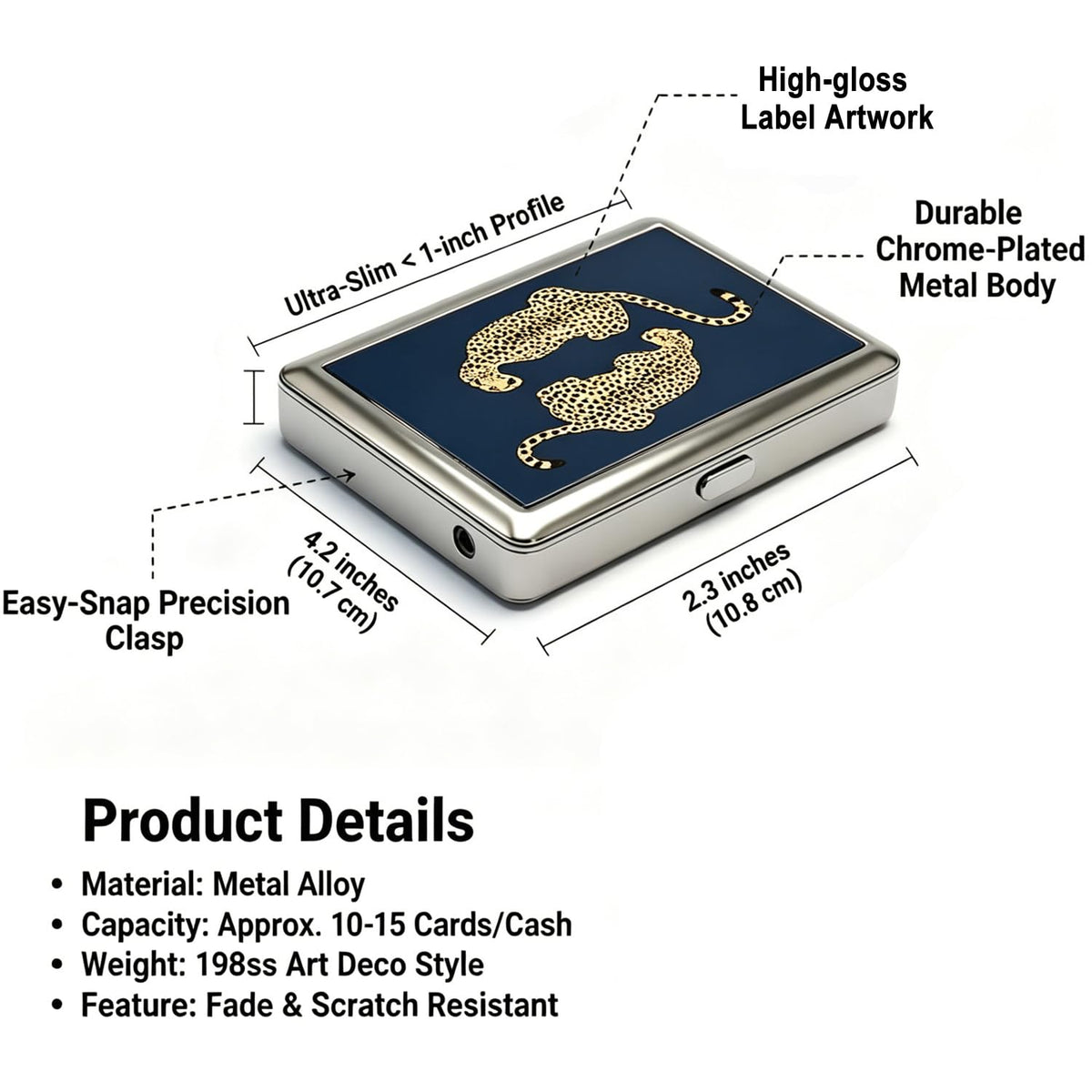 2026 New Vintage Versatile Metal Case with Easy Snap, Vintage-Style Versatile Card & Cash Case, Elegant and Rebellious Card Box for Credit Cards Cash Id Business Cards (Leopard)