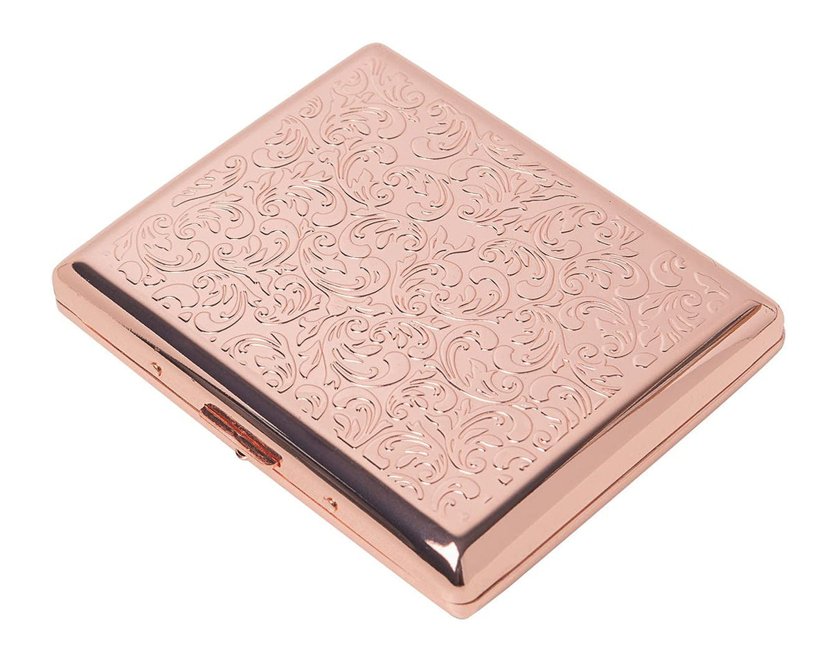 Stylish Design Retro Metal Cigarette Case -Double Sided Spring Clip Open Cigarette,Pocket Holder Credit Card Holder Protective Security Wallet for Men and Women,Holds 18-20 100mm (Vine Bronze)