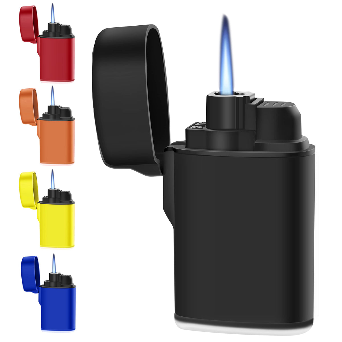 Mini Torch Lighter Windproof Jet Flame Butane Refillable Pocket Lighter for Candles, Outdoor, Camping, Fireplaces, Gas Stove, BBQ & Survival Gear, Pack 1, Black Color (Butane not Included)