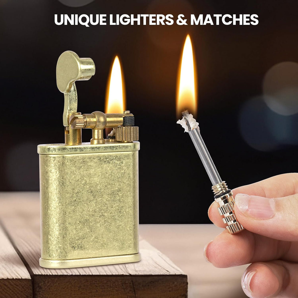 CHOICEDC Vintage Trench Lighter, Permanent Match, Cool Pipe Lighter for Men