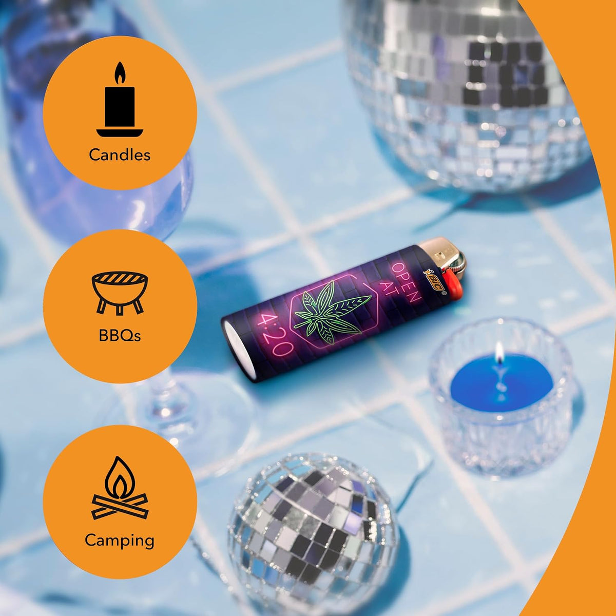 BIC Maxi Pocket Lighter, Special Edition Counterculture Series, 8 Count