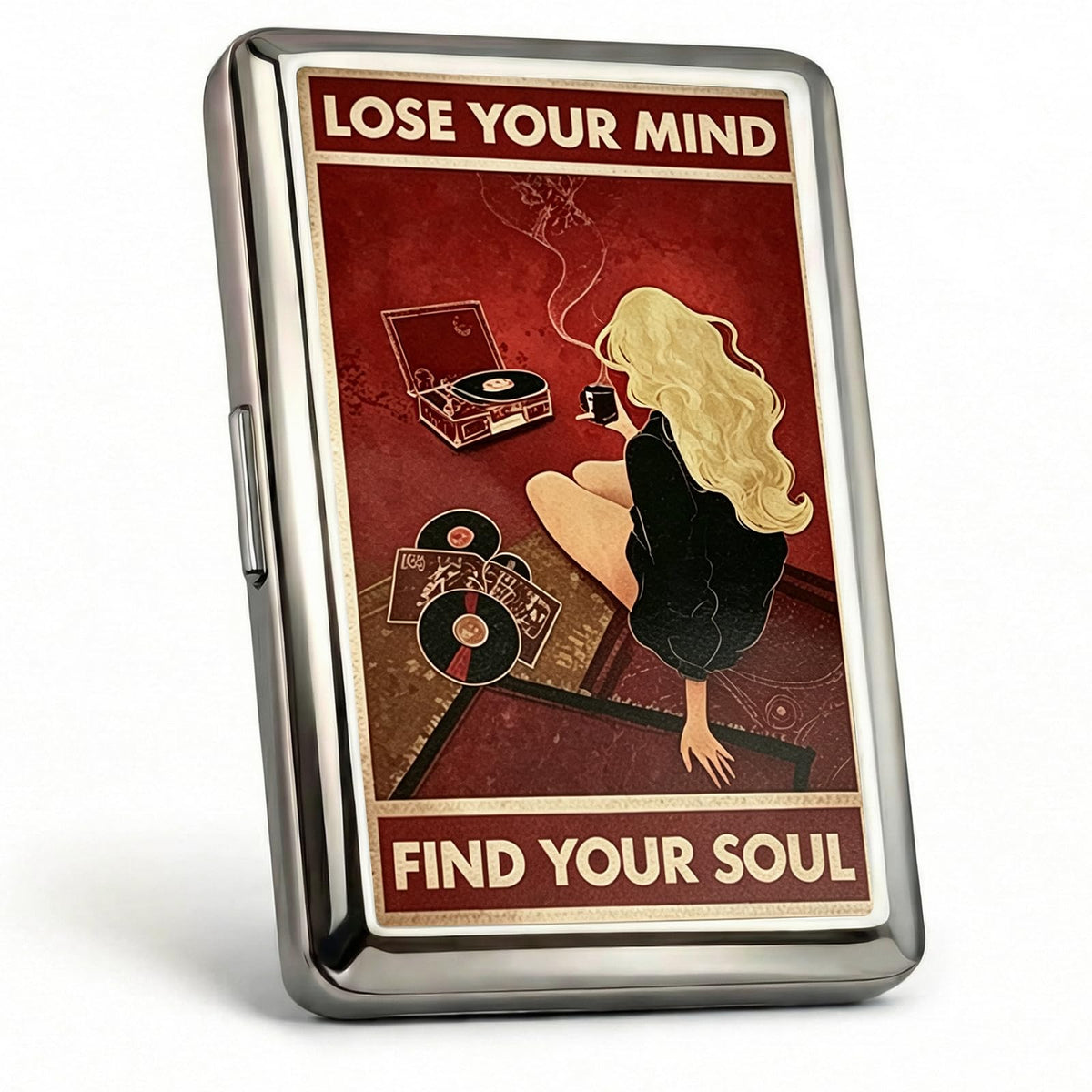 Vintage - Style Versatile Card & Cash Case Art Deco Design Metal Wallet with RFID and Holds King Size / 100s Women and Men Easy Snap Business Card Box for Credit Cards Cash Id Business Cards