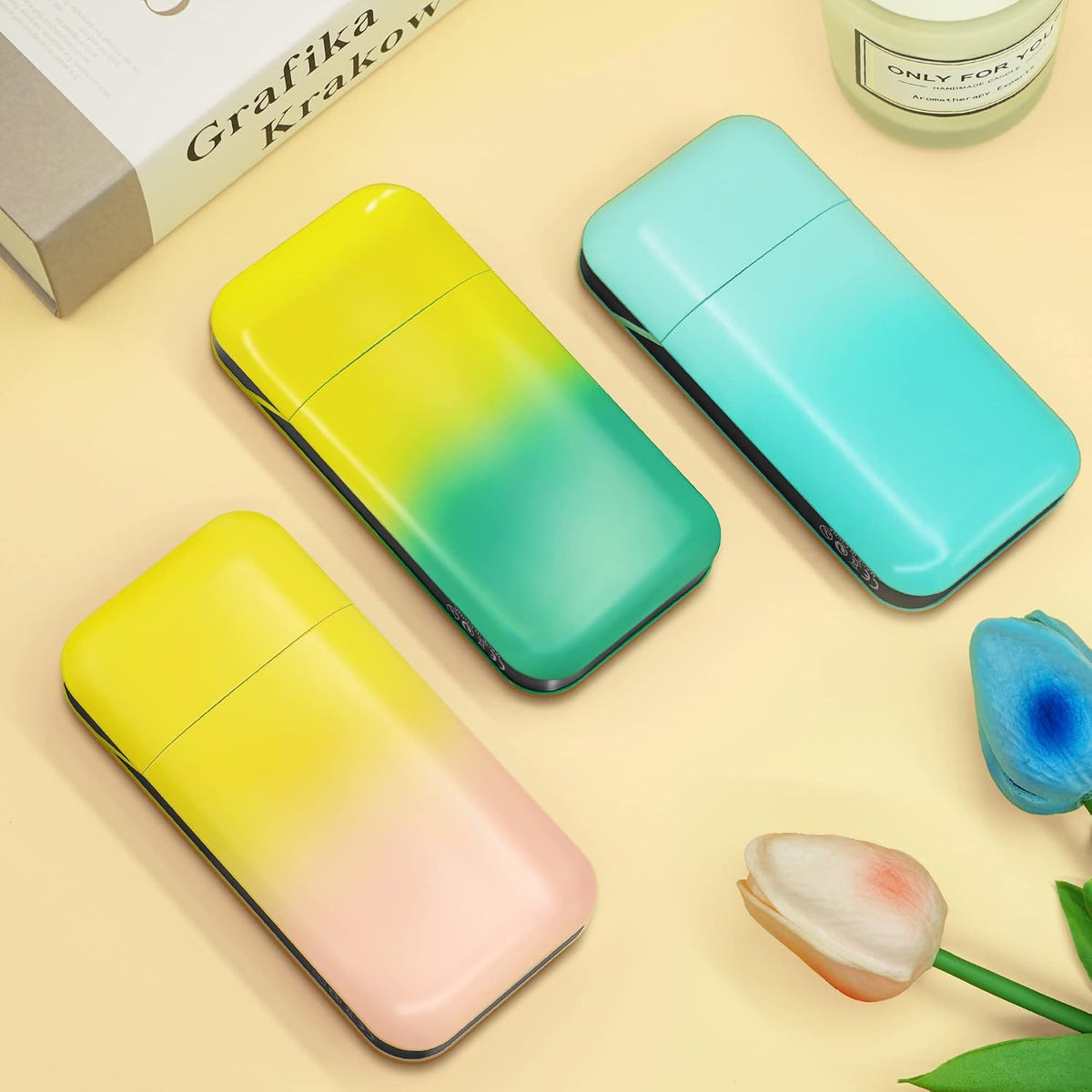 x-lighter XL606 Cigarette Case for 100s King Size, with Electric Rechargeable Lighter, Smell-Proof, Gift for Women & Men