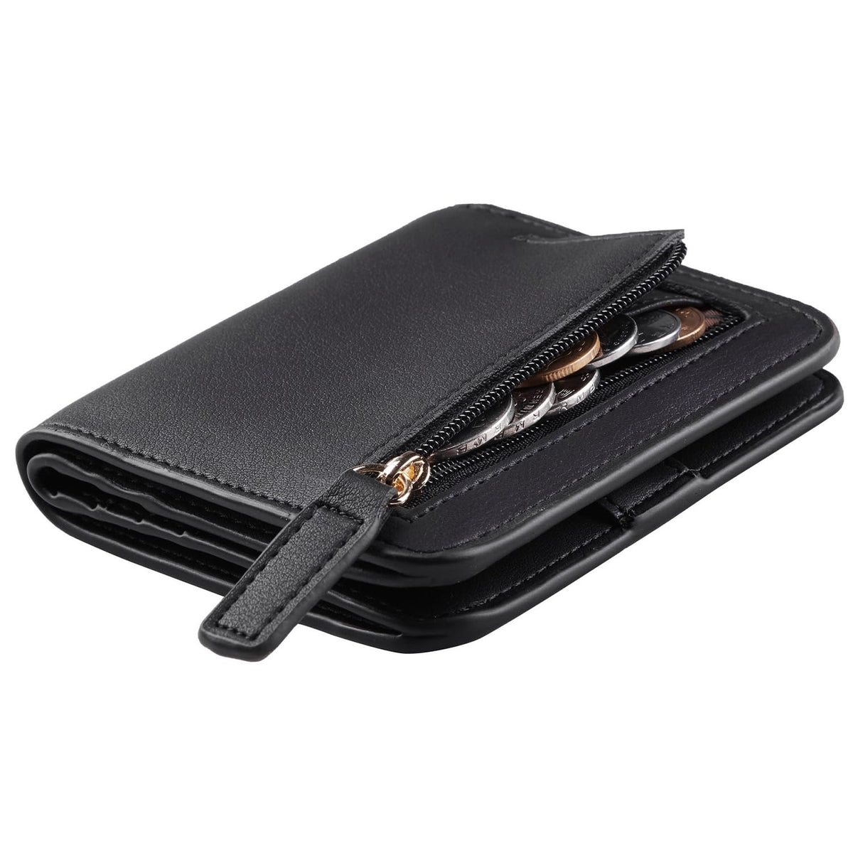 Toughergun Women’s Small Slim Leather Wallet with RFID Protection, Compact Bifold Mini Purse with Clear ID Window