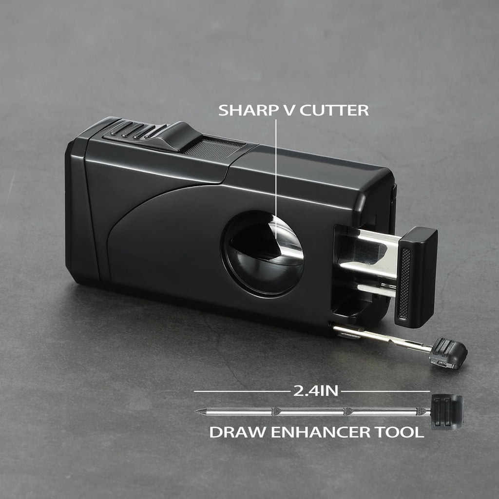 All in One Triple Jet Flame Butane Torch Lighter. Black(Sold Without Gas)
