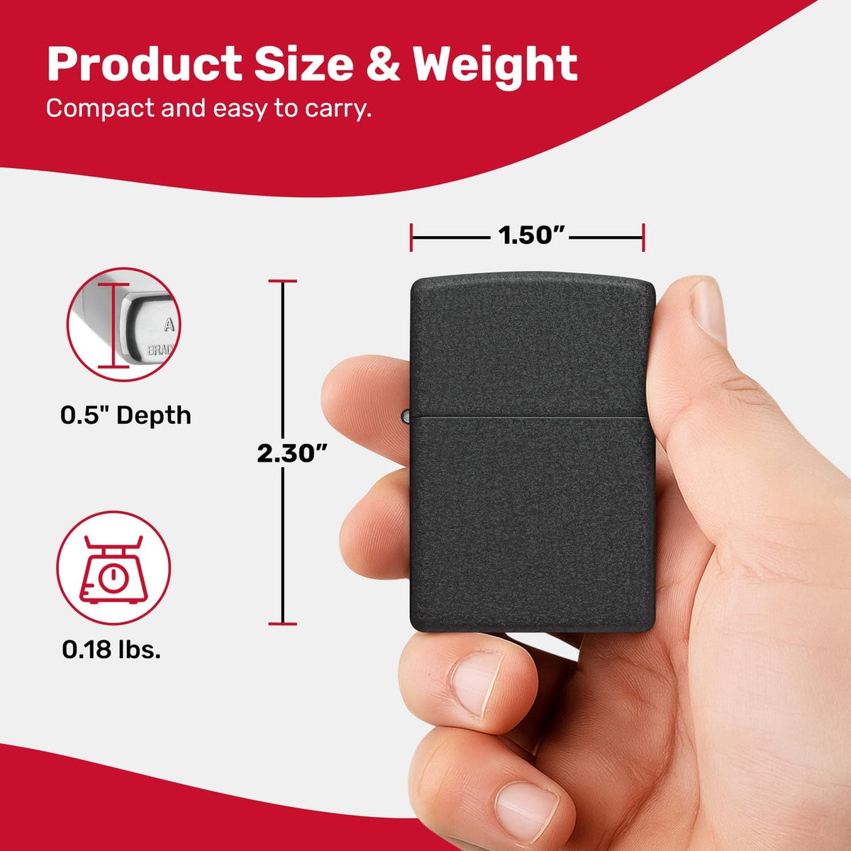 Zippo Classic Black Crackle Pocket Lighter - Windproof & Refillable Flip-Top Metal Lighter - Everyday Use Pocket Lighters - Luxury Lighters Made in USA
