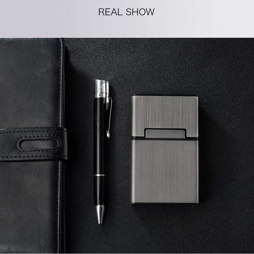 Cigarette Case Brushed Metal Cigarette Case with Magnetic Switch Flip Closure,20 Capacity (2 Pack,85mm, Rose Red + Gray)…