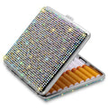 SAVORI Cigarette Case for Women Men, Metal Cigarette Holder Bling Crystal Double Sided Cigarette Box for 20 Cigarettes Gift for Smoker (AB)
