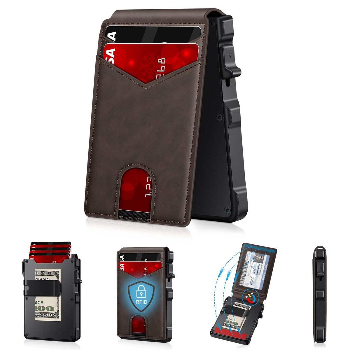 Wallet for Men RFID Blocking Wallet for 10-12 Cards Slim Minimalist Wallet