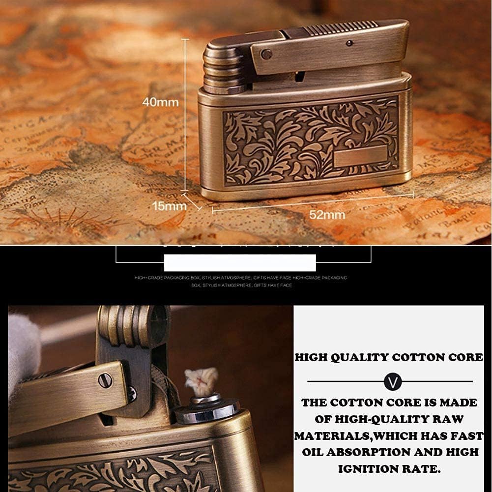 Vintage Lighter - Adjustable Flame, Windproof, Antique Soft Flame Kerosene, Folding Design for Outdoor and Camping - Men's Gift (Butane Gas-Free)