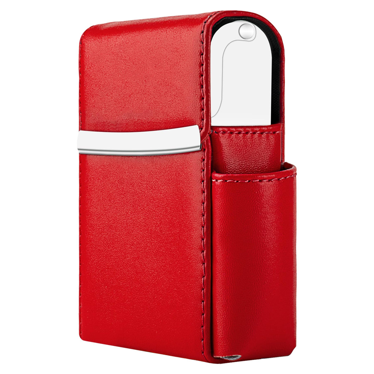 PU Leather Sliding Cigarette Box Case with Lighter Holder and Belt Loop for Men and Women Unisex