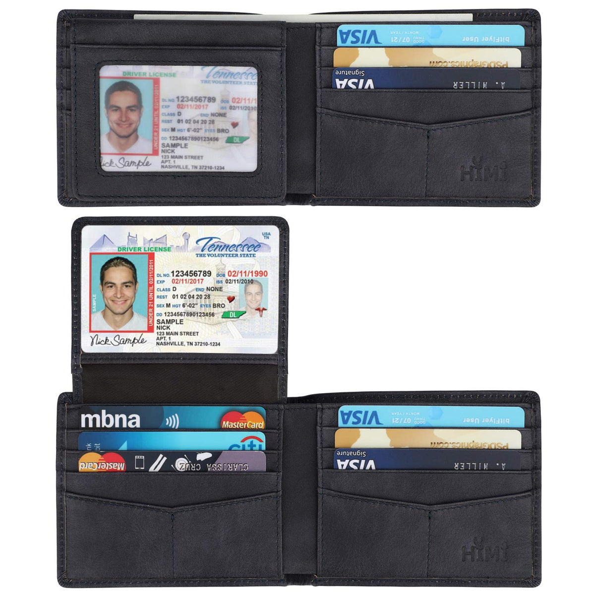 HIMI Wallet for Men-Genuine Leather RFID Blocking Bifold Stylish Wallet With 2 ID Window