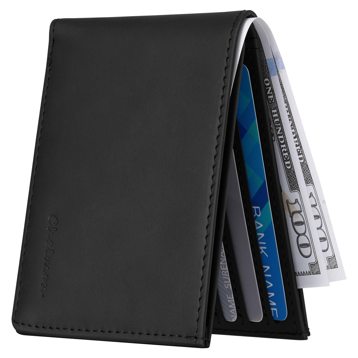 Chelmon Slim Wallet for Men ID Window with RFID Blocking Front Pocket Minimalist Bifold Bussiness Card Holder Gift for Men