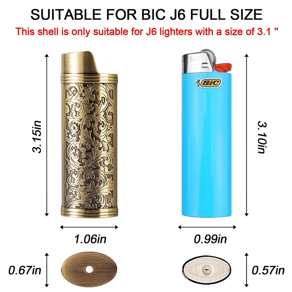 Vintage Metal Cigarette case with J6 Lighter, Holds 12pcs 100s Cigarettes, Can Also Be Used for RFID Credit Card and Cash Organizer (Bronze, 12pcs 100's)
