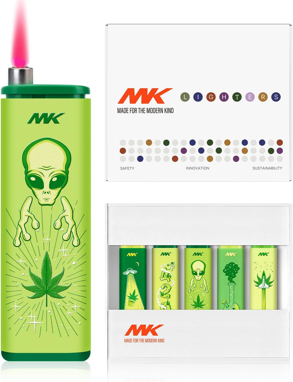 MK Wind Proof Jet Flame Lighters, 5PCS Striking Design, Ideal as Lighters for BBQ, Camping, Outdoor use, utane Refillable Wind-Resistant Flame,(Connection-5PC)