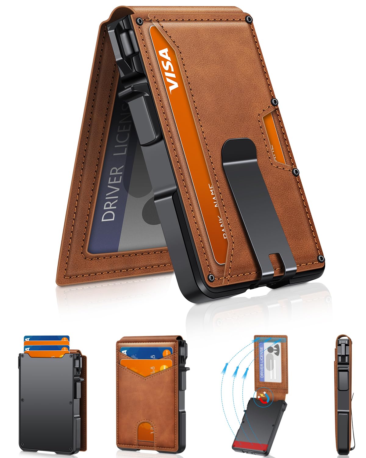 Wallet for Men, Mens Minimalist Wallet 9-13 Cards, Slim Compact RFID Wallet
