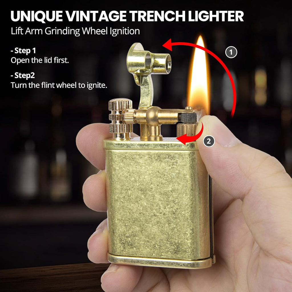CHOICEDC Vintage Trench Lighter, Permanent Match, Cool Pipe Lighter for Men