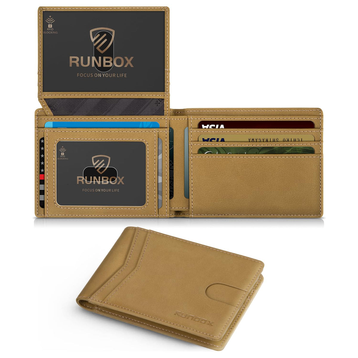 RUNBOX Wallet for Men -Slim Rfid Leather Mens Bifold Novelty Wallets 2 ID Window With Gift Box Men's Accessories