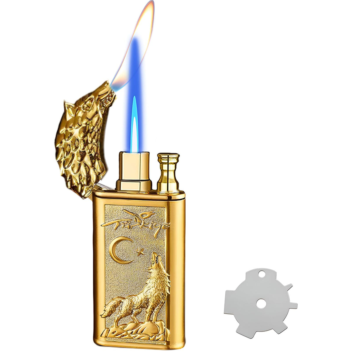 Torch Lighter, Relief Dragon Design Magic Dual Flame Lighter with Adjusting Flames Tool, Creative Windproof Lighters, Cool Jet Flame Butane Lighter-s, Refillable Butane Lighters for Outdoor Indoor