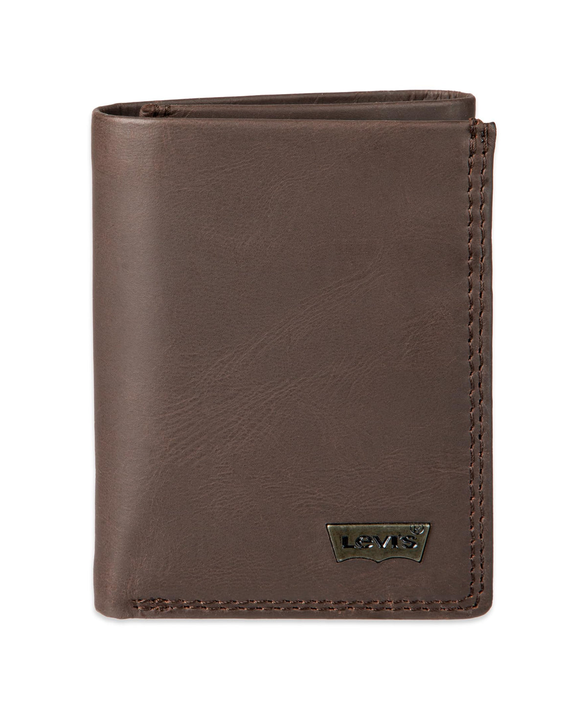 Levi's Men's Trifold Wallet-Sleek and Slim Includes Id Window and Credit Card Holder, Brown Stitch, One Size