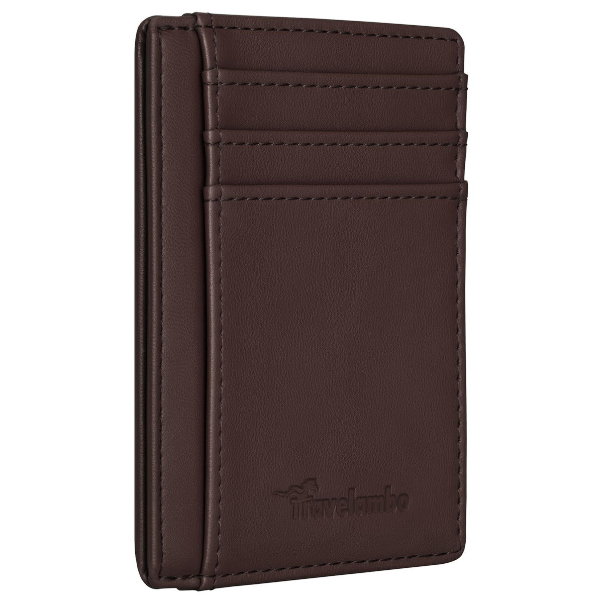 Travelambo Slim Wallet Front Pocket Minimalist Leather RFID Blocking Medium Size