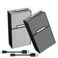 Cigarette Case for for 100mm 100’s King Size Hold 20 Regular Size Cigarettes with Tungsten Coil Lighter USB Rechargeable 2Pack (Gray+Silver, 100mm)