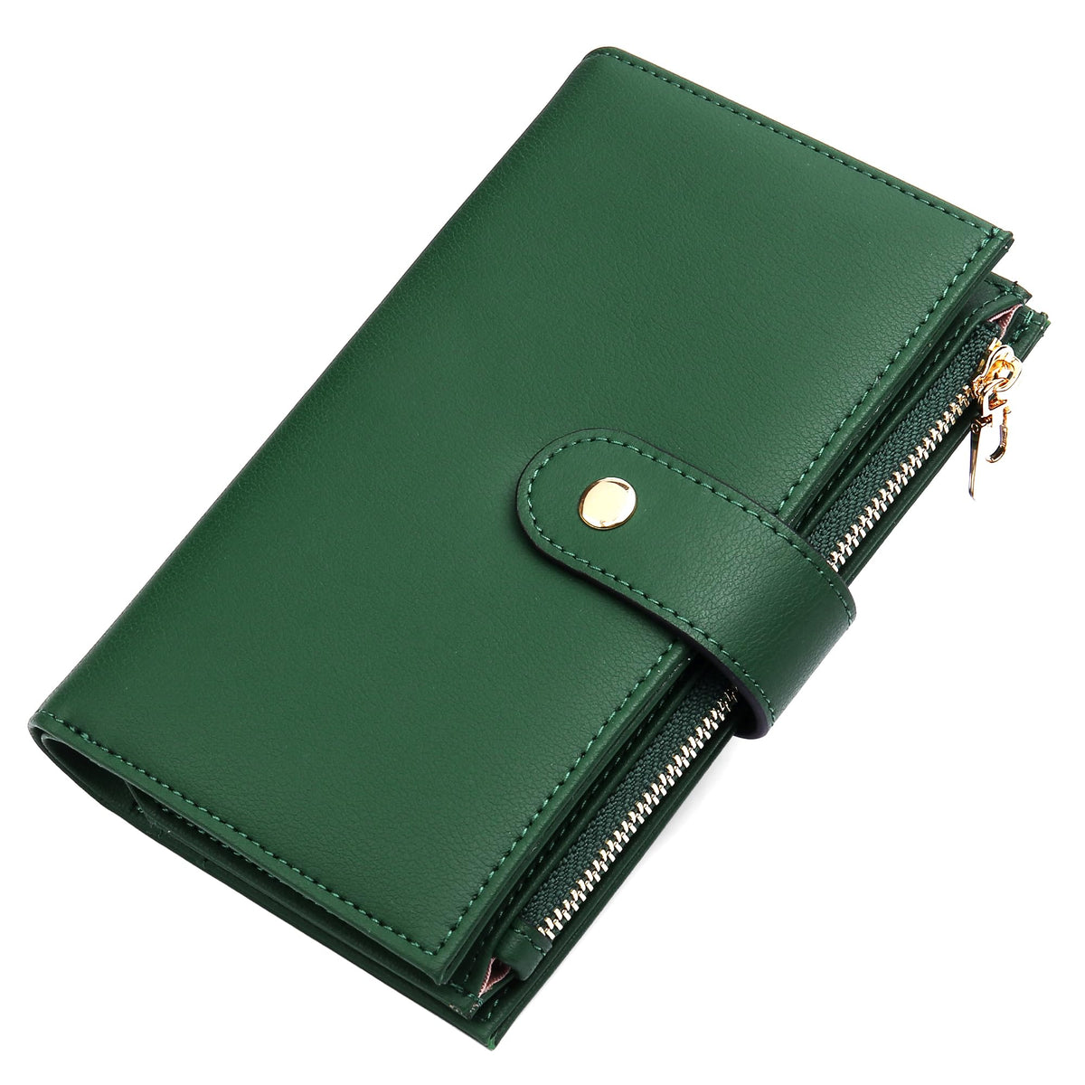 yiijay Women's Wallets RFID Blocking Leather Trifold Clutch Wallet Credit Card Holder Ladies Travel Wallet Purse with Passport/Pen Holder