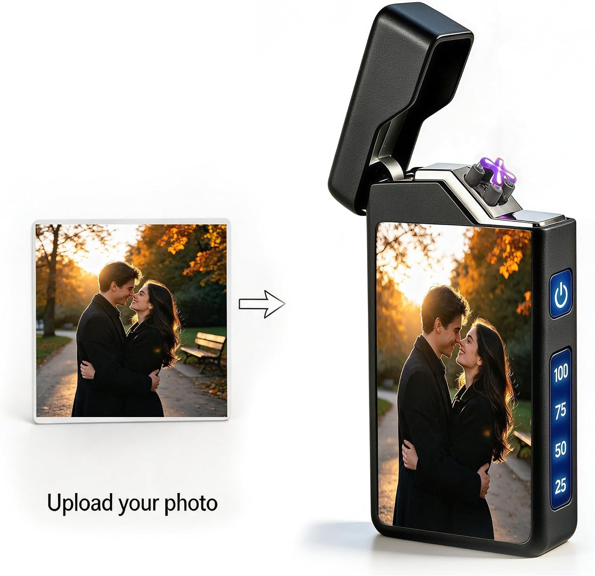 Personalized Photo Plasma Arc Lighter Flameless Windproof Electric Lighters