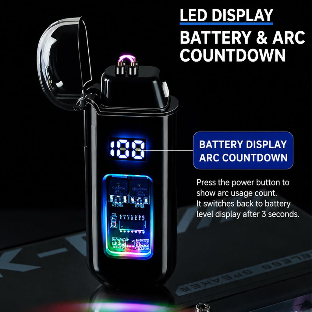 Electric Lighter, USB Rechargeable Windproof Dual Arc Lighter, Small Flameless Plasma Lighters for Outdoor, Camping, Kitchen,Boyfriends Father,Grill,Gifts,Candle,Indoors-Black A