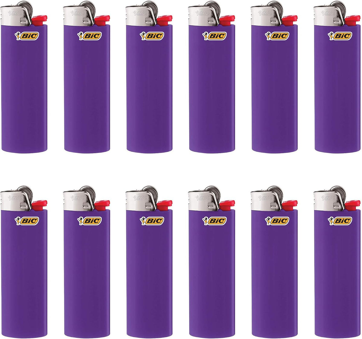BIC Classic Lighters, Pocket Style, Lighter for Candles, Purple Lighters (Packaging May Vary), 12 Count Pack
