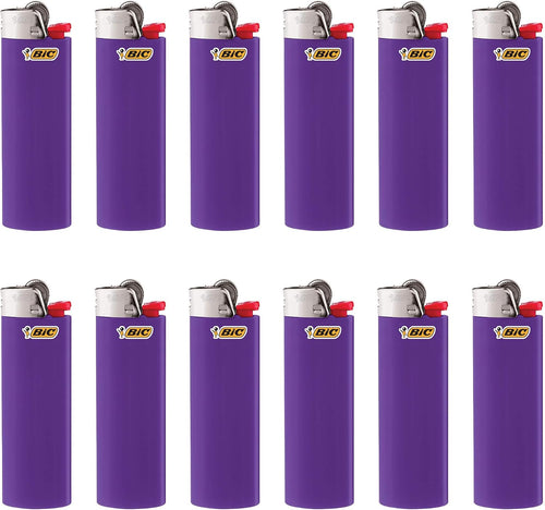 BIC Classic Lighters, Pocket Style, Lighter for Candles, Purple Lighters (Packaging May Vary), 12 Count Pack
